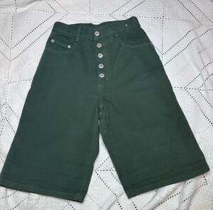 Steel Jeans Vintage 90s High-Waisted Button Fly Green Denim Bermuda Shorts